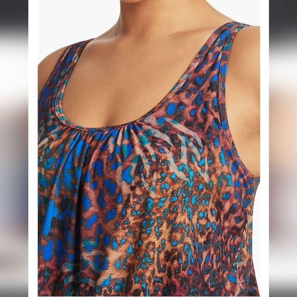 Sea Level Swim Wildside Blouson Tank MultiFit Singlet Leopard Print Size US8 NWT - Picture 3 of 6